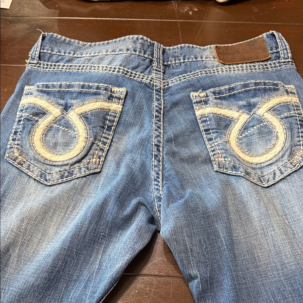 Big Star Light Blue Bootcut Jeans with Cream Pocket Embroidery